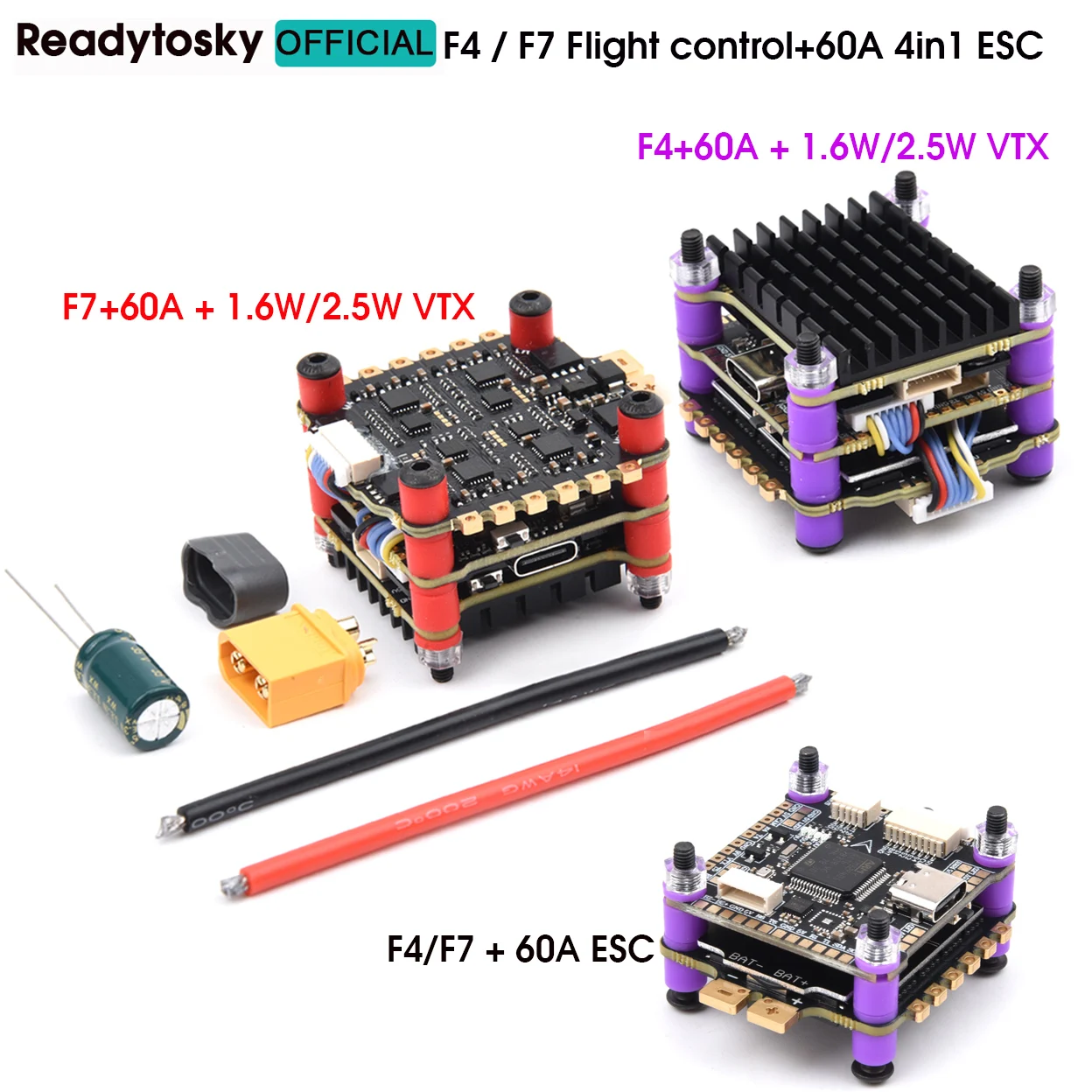 Fpv Flight Controller F7 Stack 60A - 長距離fpvフレームドローン用フライトコントロール、mark4用escスタックapixl、4.9g-5.8g、1.6w、2.5w、vtx f7、f722、f4、f405、60a